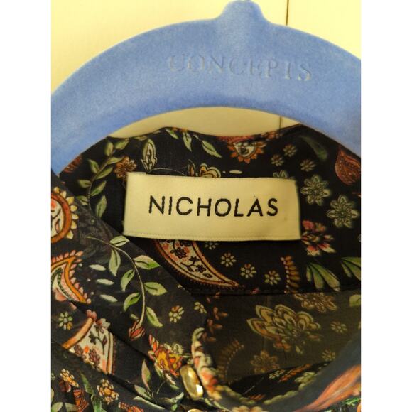Nicholas Floral Silk High Neck Blouse Size 2 - Picture 4 of 7